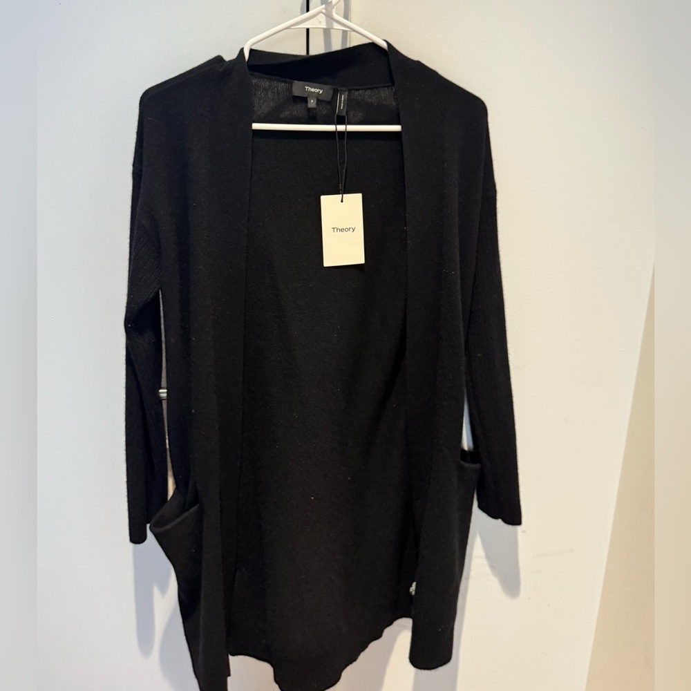 THEORY Rib Sleeve Cashmere Cardigan SIZE P